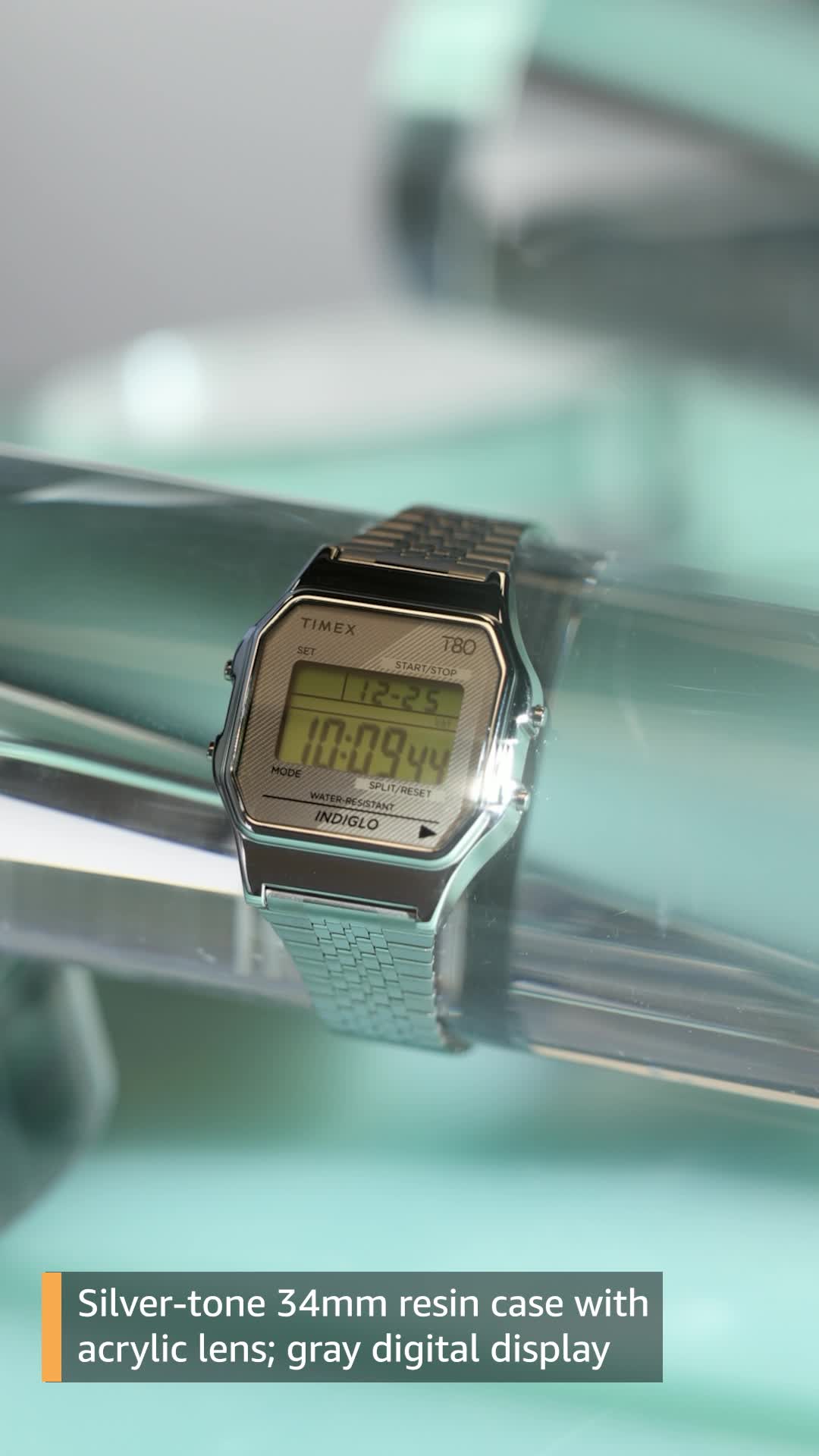Timex T80 34mm Watch – Silver-Tone with Stainless Steel Bracelet